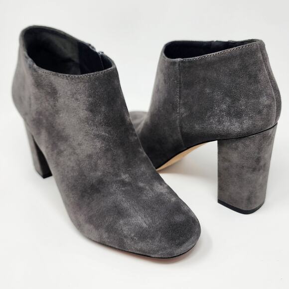 Via Spiga Silvie Grey Suede Covered Block Heel Booties with inside Zip. EUC 7.5M - Picture 1 of 10